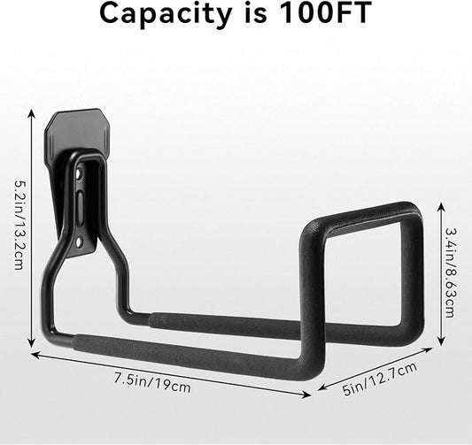 2 Pack Metal Hose Hanger Garden Hose Holder - Water Hose Holders Wall Mount, Heavy Duty Hose Holder Hook Holds Up to 100Ft for Outside Garden Hose, Expandable Hose, Hose Reel, Water Hose/Flexable Hose