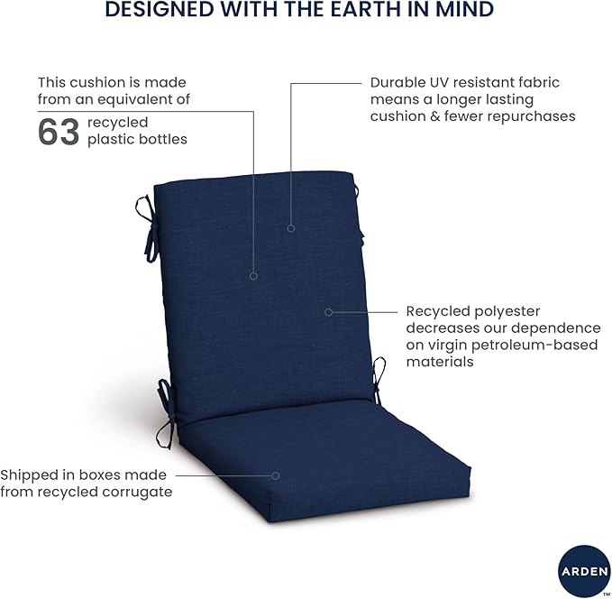 Arden Outdoor Patio Dining Chair Cushion, 20x44, Rain-Proof Seat Pad, Fade-Resistant Outdoor Cushion Peacock Blue Green Texture