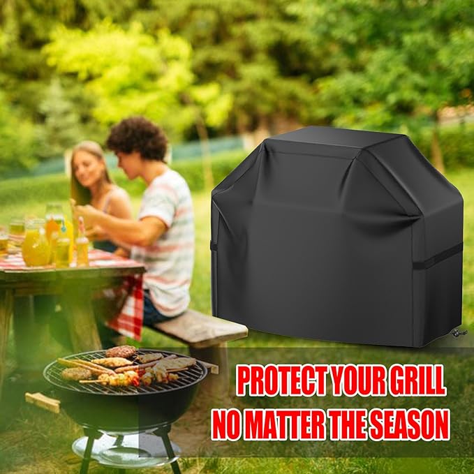 Grill Cover, 52 inch BBQ Gas Grill Cover Waterproof Weather Resistant, Fade Resistant, UV Resistant Material for Most Grills, Black