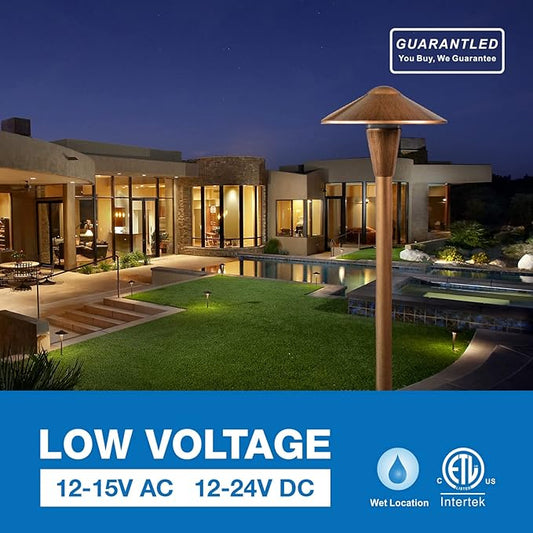 Outdoor Path Lights Low Voltage 6 Pack, Wired Pathway Lights Bronze Compatible with Transformer, 3CCT LED, Premium Brass Finish Landscape Lighting for Yard Garden Walkway Patio Decor