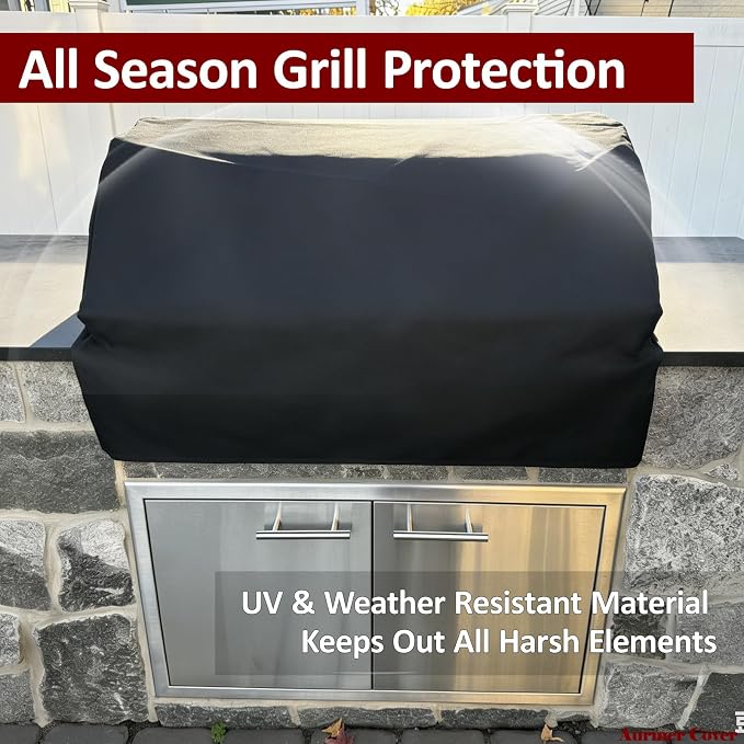 Built-in Grill Cover for Blaze 40 Inch 5-Burner Gas Grill, 600D Premium Built in Barbecue Grill Top Cover with Straps, Outdoor Kitchen Grill Head Cover, 42" x 28"x 24"