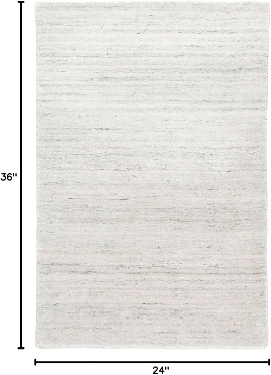 Dash & Albert Nordic White Hand Loom Knotted Performance Rug, 2 X 3 Feet, White Stripe Pattern