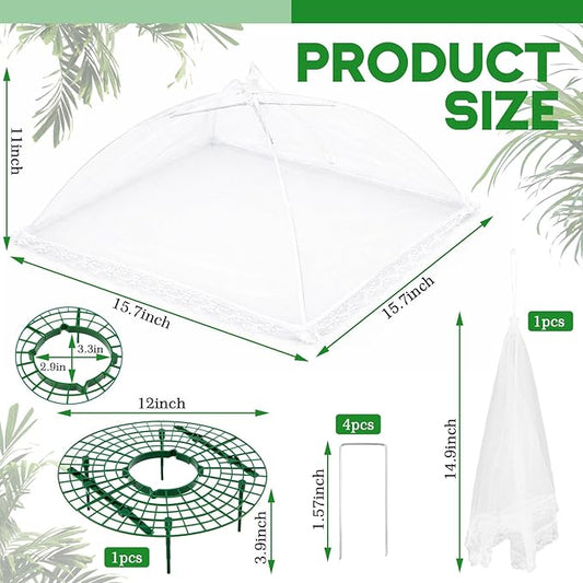1 Sets Round Strawberry Plant Support with Mesh Plant Cover, Strawberry Growing Kit with Iron Nails for Garden Vegetables Keep Berries Clean