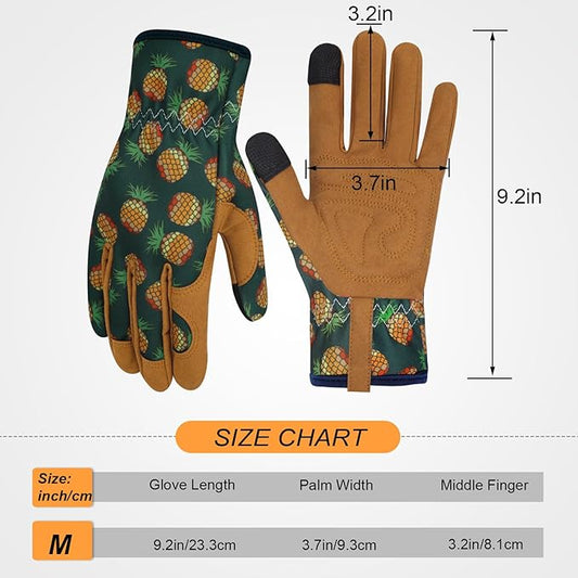 Leather Gardening Gloves for Women Thorn Proof Garden Gloves Touch Screen Working Gloves Gifts,M