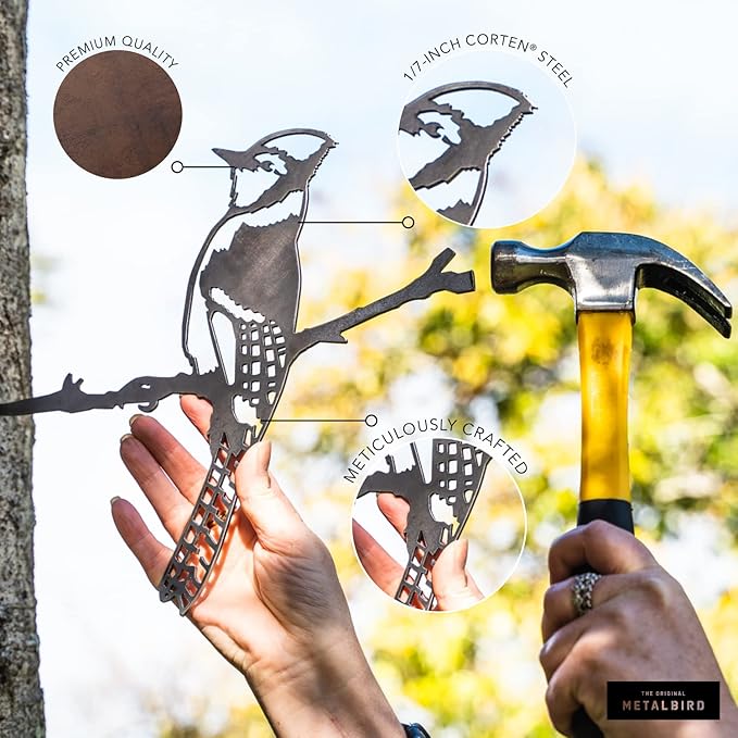 METALBIRD - Cardinal - Outdoor Tree Ornaments in Corten Steel - Metal Art Proudly Made in The USA
