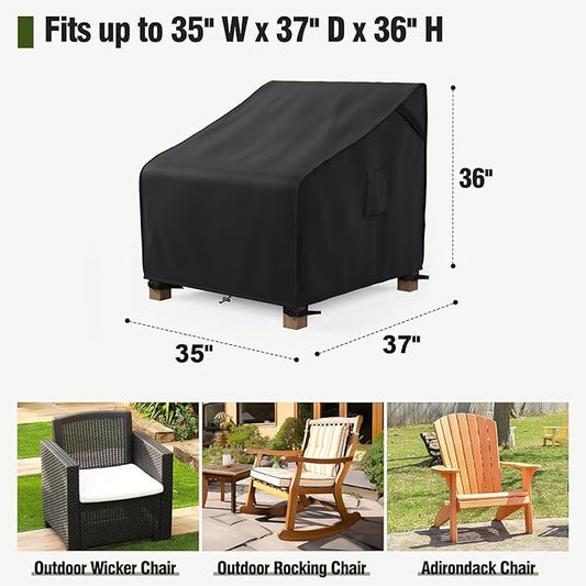 MR. COVER Outdoor Chair Covers Waterproof, Patio Furniture Covers for Rocking Chair, Heavy Duty Anti UV Chair Cover, Fits up to 35W x 37D x 36H Inches, Air Vent and Handles Included, Black, 2 Pack