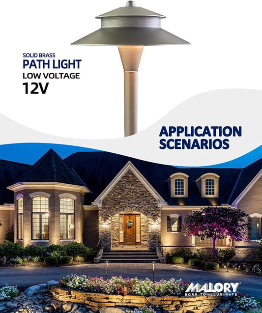 MALORY Low Voltage Pathway Lights with G4 Bulb 1-Pack,(24''H) Brass Landscape Path Light, 12V Outdoor LED Landscape Lighting for Yard with Ground Stake(P03)