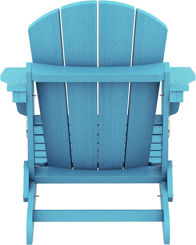 SERWALL Folding Adirondack Chair Weather Resistant Patio Chair Outdoor Chairs Painted Adirondack Chairs Set of 2 - Aruba Blue