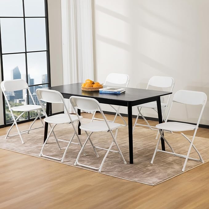 DUMOS Folding Chairs Sets of 20, 330lbs Plastic Stackable Portable Patio Dining Sets, Fold Up for Indoor Outdoor, Camping, Garden, Party, Meeting (White)
