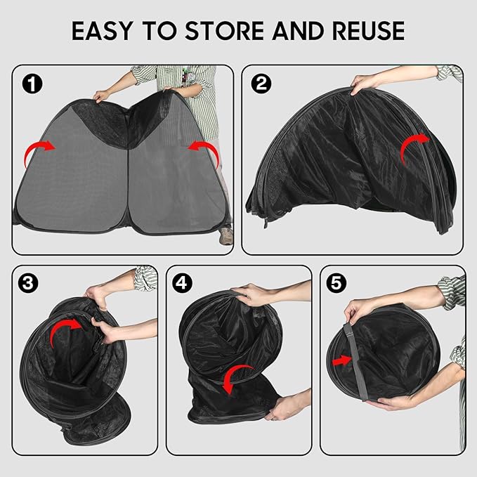 MIAOKE Pop Up Mesh Plant Cover, 35.4x35.4x38.2 Inch No Build Protection Against Insects Garden Netting, Raised Bed Cover for Barrier Against Insects for Vegetable Plant Fruit Animals-Black