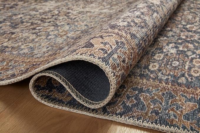 Loloi Amber Lewis Georgie Collection GER-05 Denim/Spice 2'-6" x 12'-0", .19" Pile Height, Runner Rug
