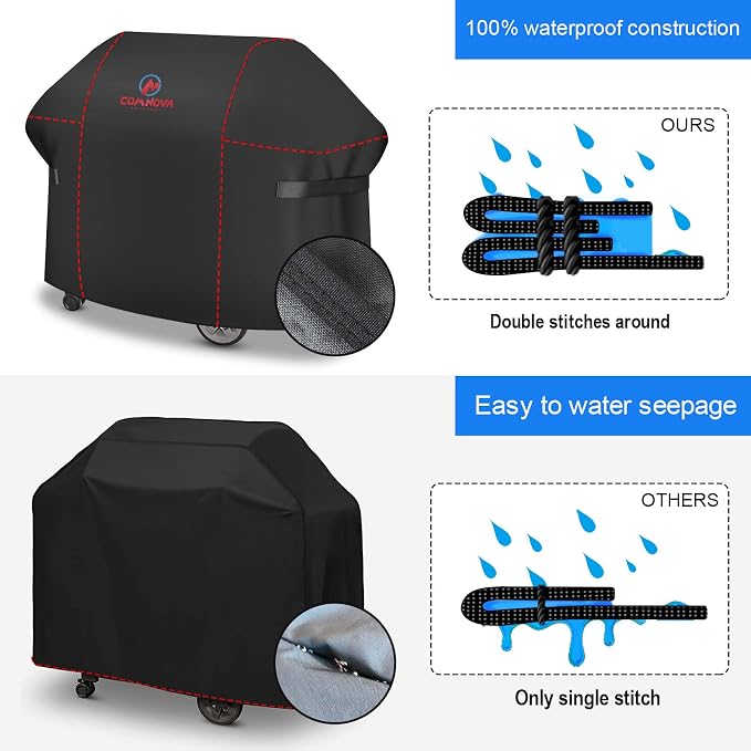 Comnova Grill Cover 65 Inch - 7131 BBQ Cover for Weber Genesis 400 Series and 4 Burner Gas Grill, 600D Heavy Duty & Waterproof for E435, E410, E440 (Not Fit 2022 E-435)
