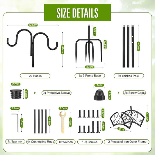 Garden Hose Holder, Upgraded Water Hose Holder, 2-in-1 Heavy Duty Hose Stand, 88Inch Freestanding Hose Hanger, Detachable Garden Hose Storage Rack with Adjustable Shepherds Hooks, Bird Feeder Pole