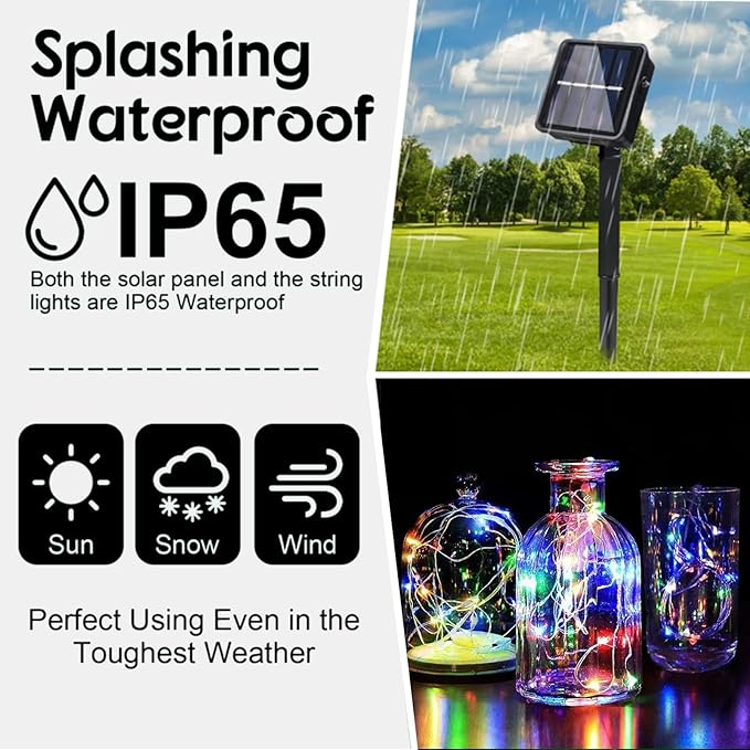 4 Pack Solar Powered Copper Wire String Lights Outdoor, Total 400 LEDWaterproof 8 Modes Fairy Lights for Garden, Patio, Party, Yard, Christmas (Multi-Color)