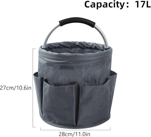 Klmnop Garden Tool Bag, Foldable Gardening Bags for Tools, Garden Tool Organizer with 6 Pockets, Garden Tote Bag for Indoor and Outdoor Use(Grey)