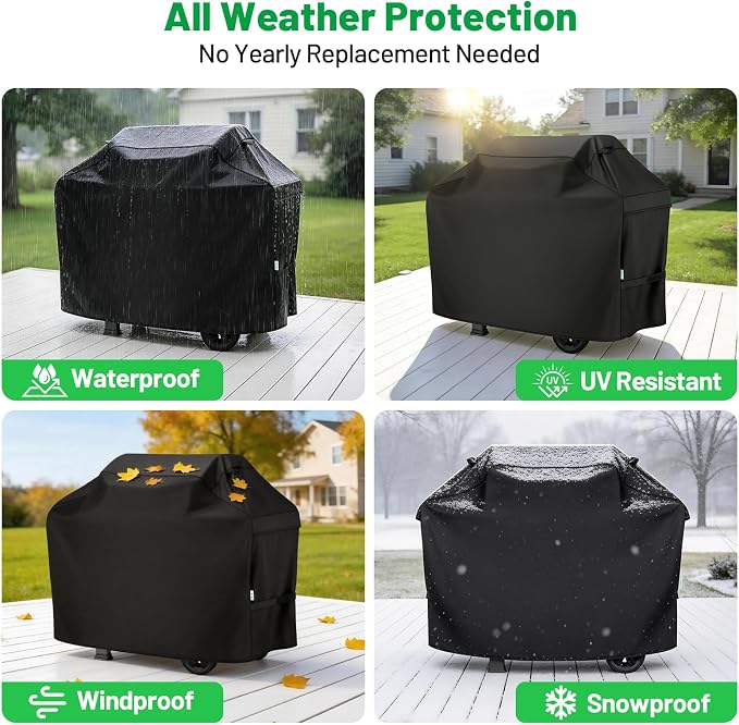 Grill Cover 60 Inch, Arborlily BBQ Grill Cover for Outdoor Grill, Heavy Duty Waterproof Gas Barbecue Grill Cover for Weber, Char-Broil, Nexgrill, Black