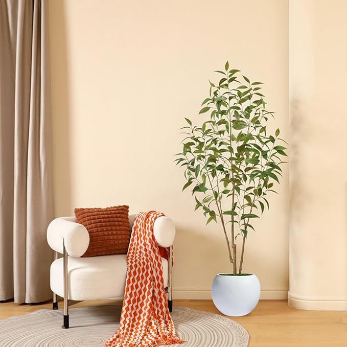 10 H x 14" Dia (10" Pot Opening) Round Fiberstone Planter with Drainage Hole, White, Indoor/Outdoor Large Plant Pot for Home Patio Garden, Ideal for Large Plants