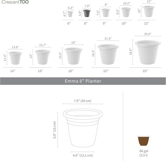 Crescent Too Emma Plant Pot, 8-Inch Cappuccino (Bag of 12)