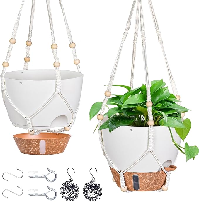 should hanging plants have drainage 10 Inch Hanging Planters for Indoor Plants, 2 Pack Self Watering Hangi – LuxaLeaf