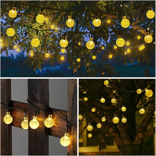 Toodour Solar String Lights Outdoor Waterproof, 56ft 100 LED Globe String Light with 8 Mode, Crystall Ball Lights Solar Patio Lights for Garden, Lawn, Patio, Gazebo, Yard, Outdoor Decor - Warm White