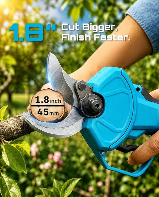 SEESII Electric Pruning Shears for Gardening: 1.8” Cutting Cordless Power Pruner - Brushless Motor, Dual 4.0Ah Battery, 4 Levels Adjustable Extra SK5 Blade Branches Cutter For Tree & Flower Trimming