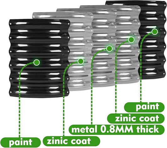 17" Tall Round Outdoor Garden Raised Garden Bed Kits-0.8MM Thick Metal Raised Planter Bed/Ground Planter Box for Variety of Flowers,Herbs,Vegetables,Trees (Black, 24 Dia X 16.5 inches)