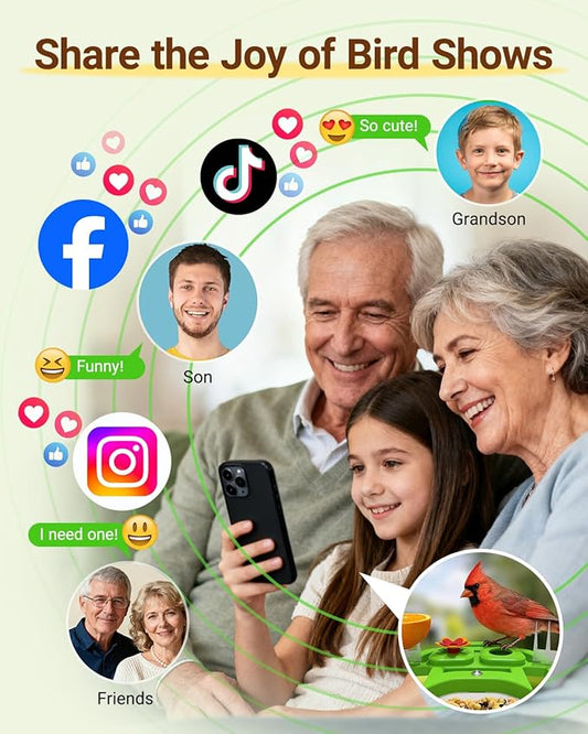 Bird Feeder with Camera, AI Identify 11000+ Birds, Smart Birdwatching Camera Solar Powered, Auto Video Capture, Instant Notifications,Ideal Gift for Family and Bird Lovers