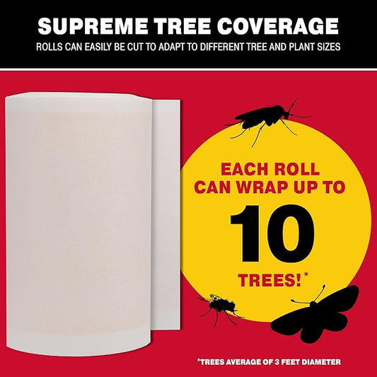 Catchmaster Tree Shield Lantern Fly & Ant Traps Insect Barrier, 12 Rolls 30ft Each, Outdoor Adhesive Crawling Insect Trap to Protect Trees, Fruit & Plants, Pest Control Lawn & Garden