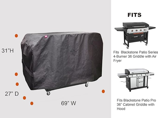 RPET Fabric Cover for Flat Griddle Cover, Black;Fit 36" griddles Similar Blackstone 5482
