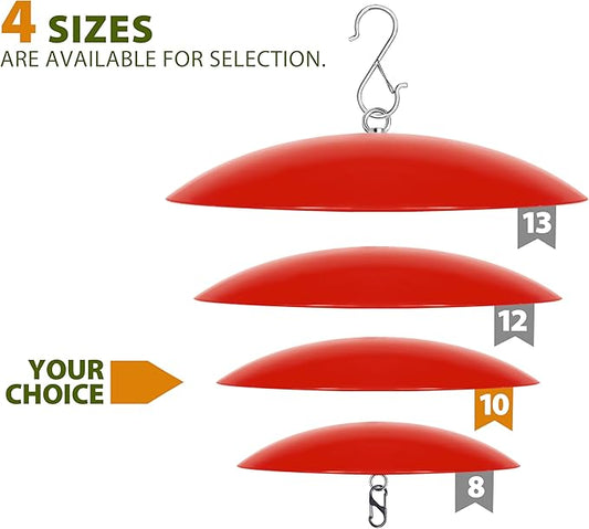 10" Small Bird Feeder Dome, Hummingbird Feeder Rain Guard, Bird Feeder Cover for Small Feeders, Protective Cover Work with Ant Guards(Red,2 Pack
