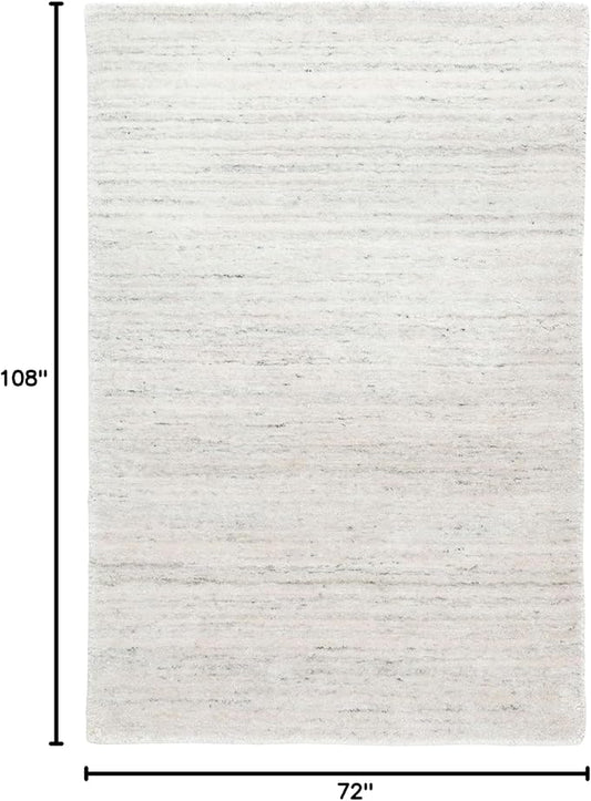 Dash & Albert Nordic White Hand Loom Knotted Performance Rug, 6 X 9 Feet, White Stripe Pattern