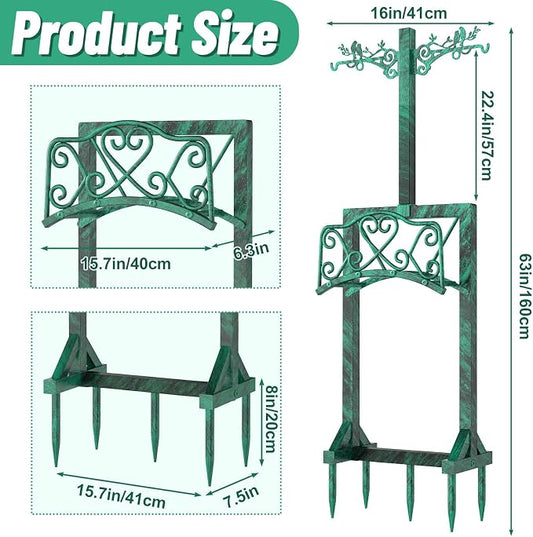 Garden Hose Holder for Outside, Upgraded Water Hose Holders with 2 Shepherds Hooks,Freestanding Heavy Duty Hose Stand Hose Hanger Hose Storage Hose Reel Rack for Yard Lawn Farm(Antique Green)