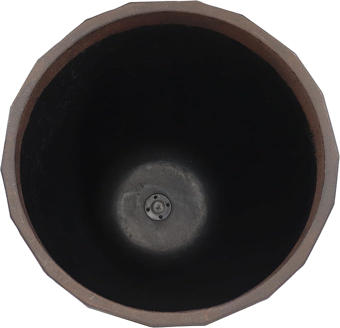 Sunnydaze Pebbled Polyresin Round Outdoor Planter - 15.75" Flower Pot for Indoor or Outdoor Use - Dark Brown