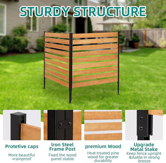 48x48 Inch Wood Privacy Fence Screen, Wooden Fence Panels for Outdoor Yard Trash Cans, AC Unit, Swimming Pool, Garden Yard Screen Windproof Enclosure(1 Panels)