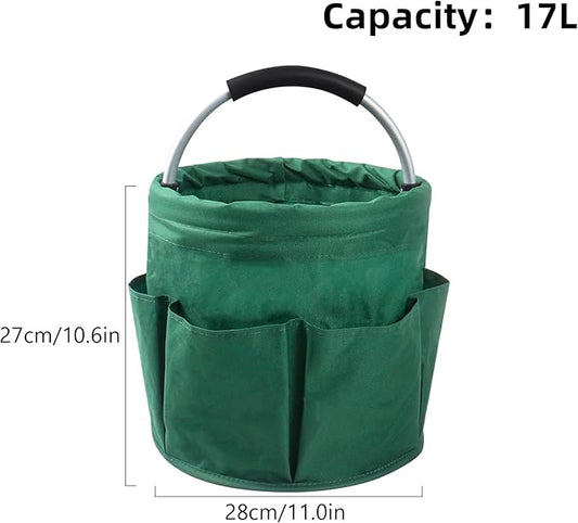 Klmnop Garden Tool Bag, Foldable Gardening Bags for Tools, Garden Tool Organizer with 6 Pockets, Garden Tote Bag for Indoor and Outdoor Use(Green)