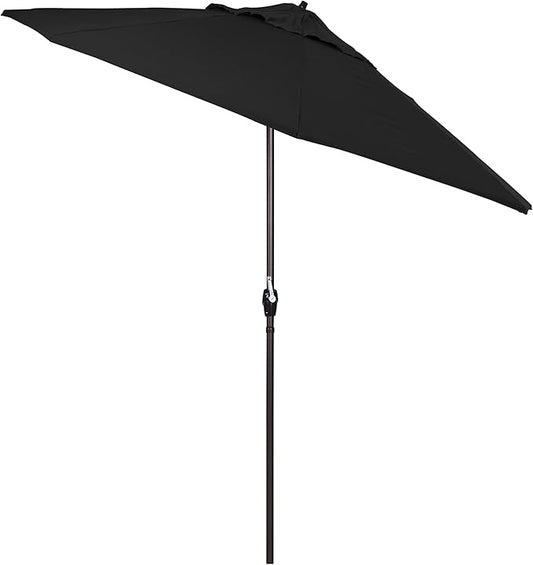 California Umbrella 7.5' Round Aluminum Outdoor Deck, Pool or Patio Umbrella, Crank Lift, Auto Tilt, Bronze Pole, Black
