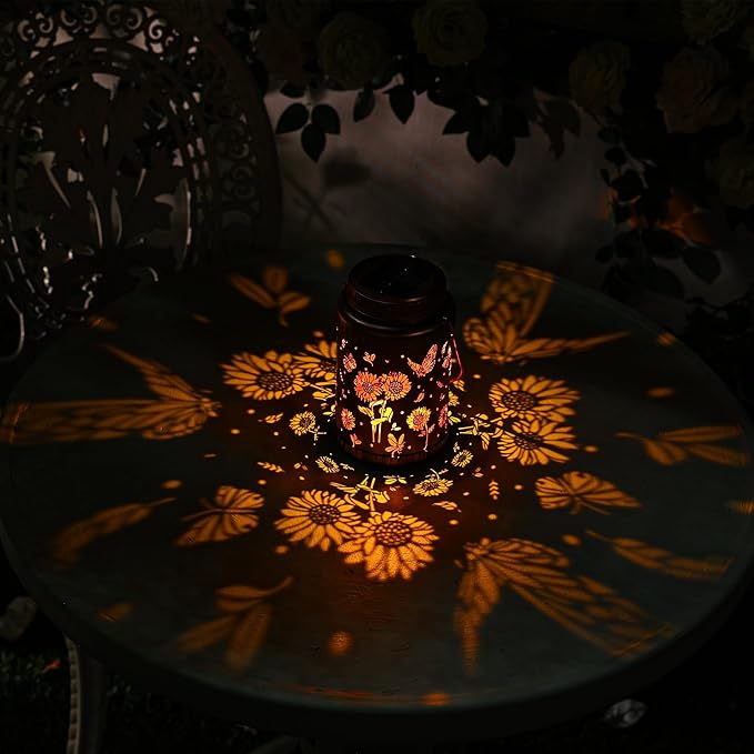 Cooo 2 Pack Solar Lanterns Outdoor Waterproof Sunflower Solar Pathway Lights Landscape Path Lights Christmas Lights Gifts for Women Mom Grandma for Garden Yard Patio Backyard Porch Decor- Rose Gold