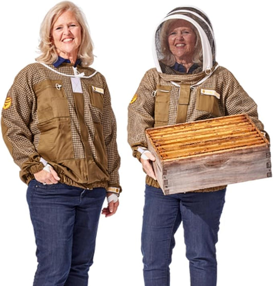 Beekeeping Veil - Replacement Round or Fencing Style, Universal Fit for All Suits & Jackets, 3-Layer Mesh for Maximum Sting Protection, Olive Green
