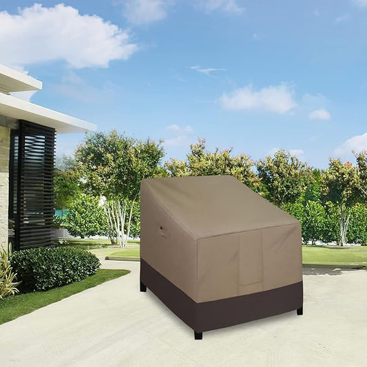 Easy-Going Outdoor Chair Cover Waterproof, Heavy Duty Patio Chair Cover, Windproof Outdoor Furniture Cover with Air Vent (1 Pack-32Wx37Dx31H inch, Camel/Dark Brown)