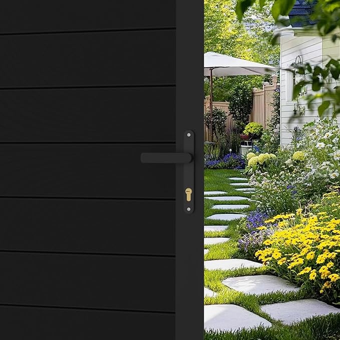 6ft x 3ft Aluminum Alloy Privacy Gate - Outdoor Metal Garden Gate with Lockable Knob,Full Enclosure Security Gate, Design for Patio, Yard & Backyard, Easy Installation Without Posts