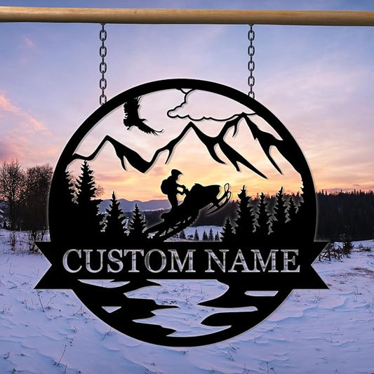Personalized Ski Metal Sign | Custom Snow Mountain Outdoor Wall Art | Last Name Cabin Decor | Gifts for Skiers