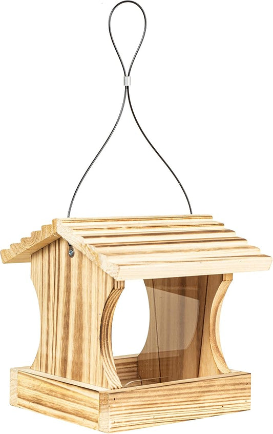 BalterFF Bird Feeders for Outdoors,Wooden Unique Seed Sunflower Food Feeder Blue Cardinal Finch Backyard Platform Balcony Gazebo Tree Fence Wall Mount Effortless Holder Automatic Buddy Gift 4