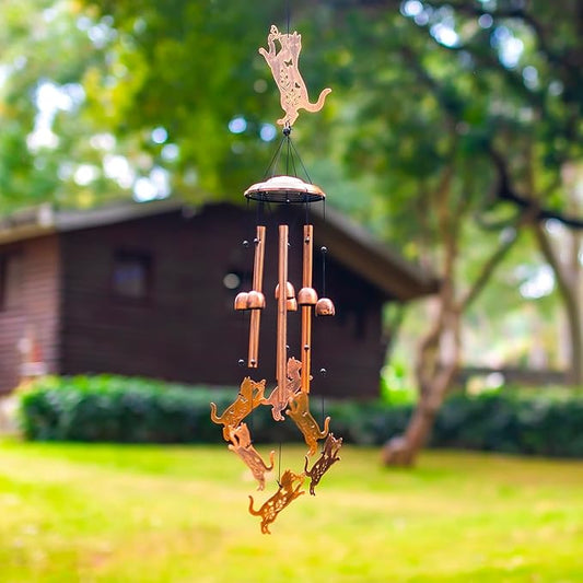 Cat Wind Chimes Outdoor Cat Gifts for Women Mom Men Dad Unique Birthday Gifts Metal WindChimes for Outside/Indoors, Patio, Lawn, Yard, Home Decor, Outdoor Decor, Garden Decorations