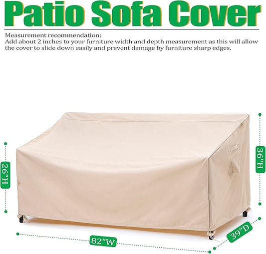 F&J Outdoors Waterproof Anti-UV Heavy Duty 3 Seater Cushion Couch Patio Sofa Covers, 82" W x 39" D x 36" H