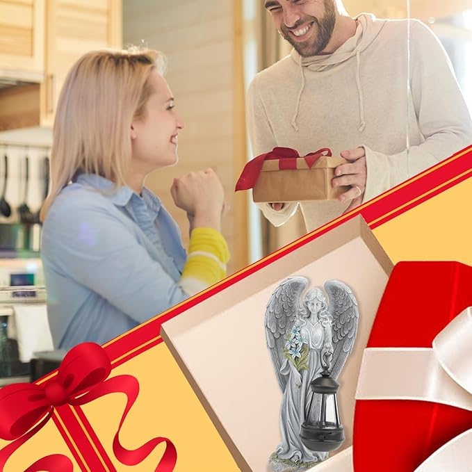 Solar Angel Outdoor Garden Decor Statues – 13.2 inches Solar Outdoor Sculptures for Outside Yard Art Patio Balcony Front Lawn Ornaments Gifts for Mom Grandma Women