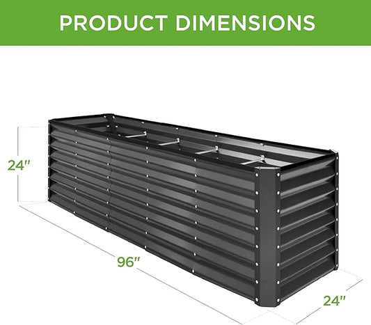 Best Choice Products 8x2x2ft Raised Outdoor Metal Garden Bed, Rectangular Planter Box for Herbs, Flowers, and Deep Root Vegetables w/ 240 Gallon Capacity - Gray