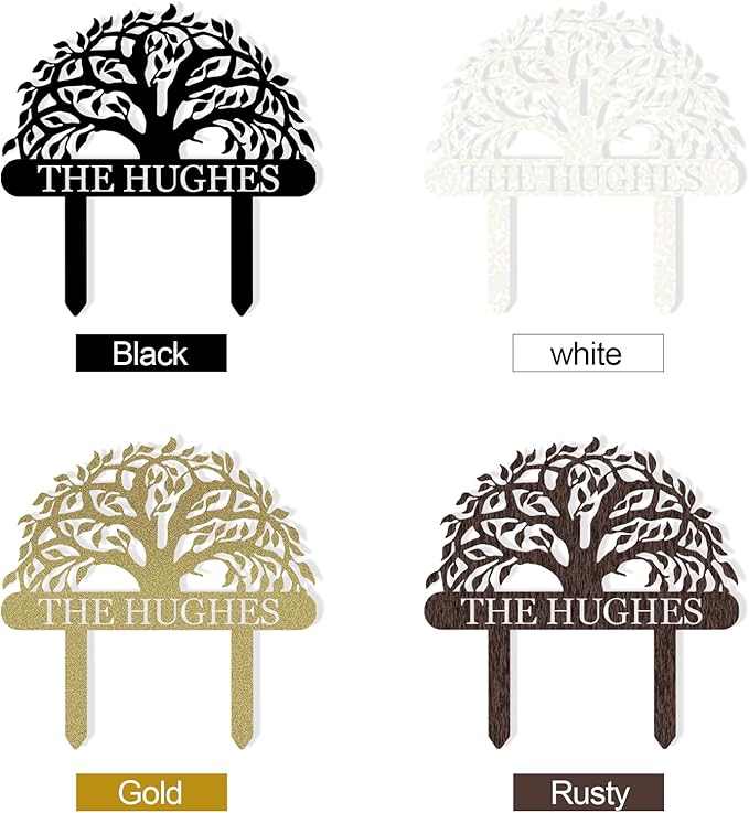 Personalized Custom Tree of Life Metal Family Name Sign - Outdoor Yard Decor, Garden Art Gift