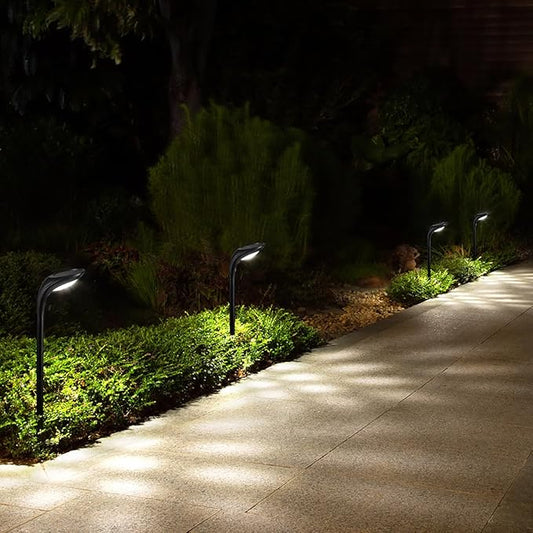 Solar Outdoor Pathway Lights, 4 Pack, Waterproof IP65, Stylish Snake Head Shape Design, Warm/Cool Light Dual Modes Switchable, Efficient Landscape Lighting for Garden, Walkway, Patio
