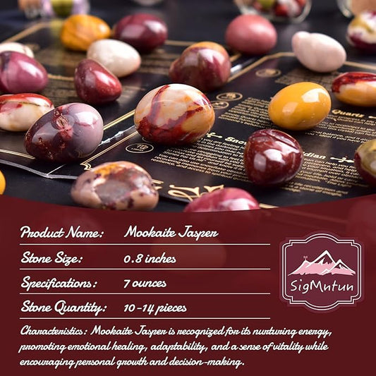 Polished Stone Set Mookaite Jasper Crystals, 0.8" Handpicked Tumbled Gemstones Rocks, Pebbles for Reiki, Chakra, Healing, Home Decor