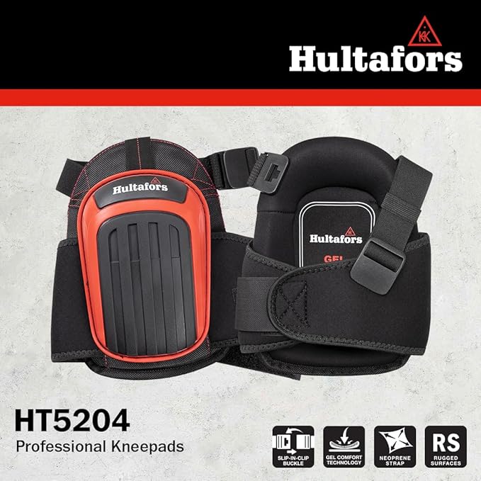 Hultafors Work Gear HT5204 Professional Gel Kneepads for Work with Thick Layered Gel Cushion, High Densisty Closed-Cell Foam and Neoprene Padding, Non-Skid, Neoprene Strap